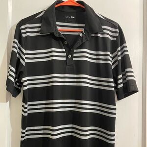 adidas Black and Gray Striped Polo Shirt